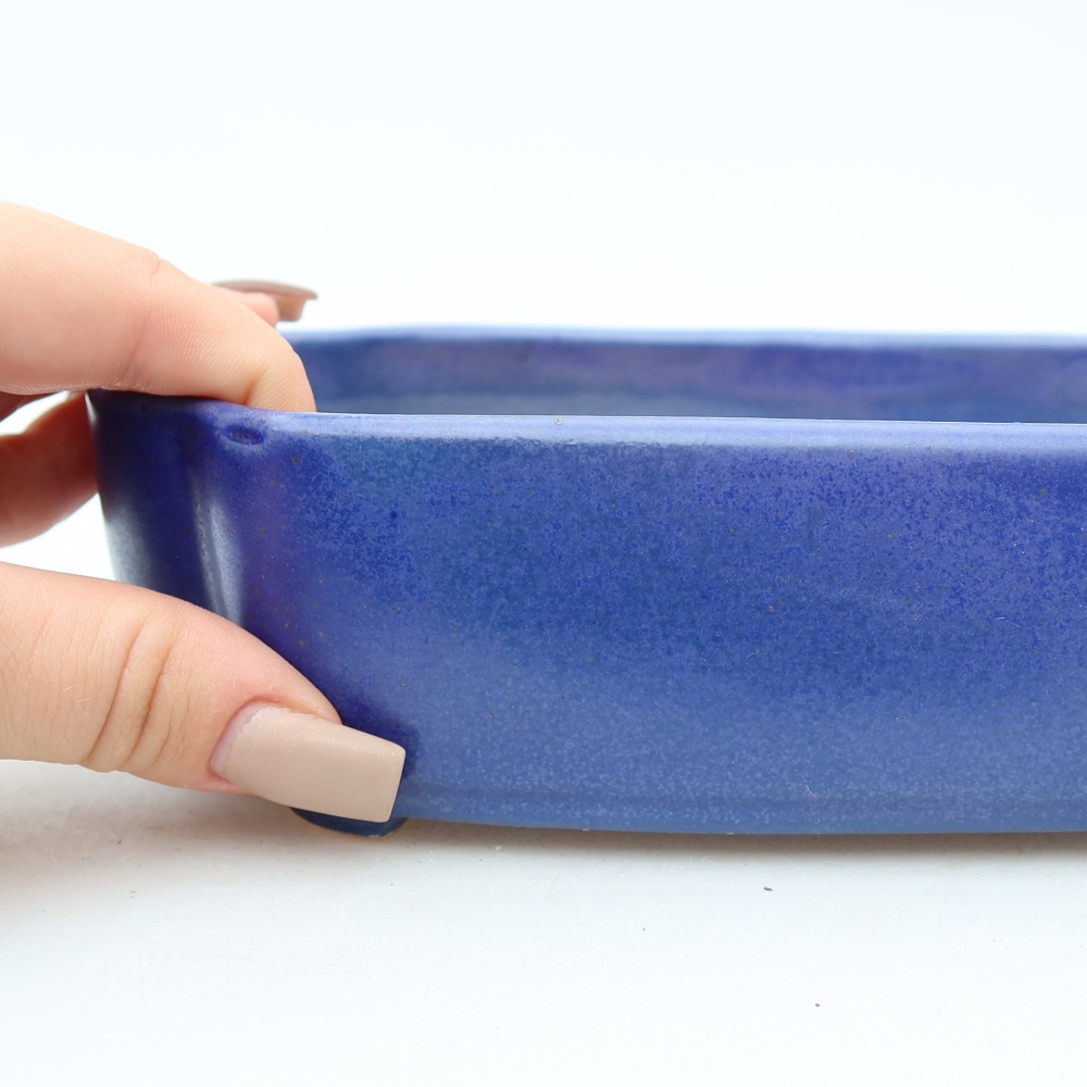 Ceramic bonsai pot, 18.5 x 13 x 5 cm, blue