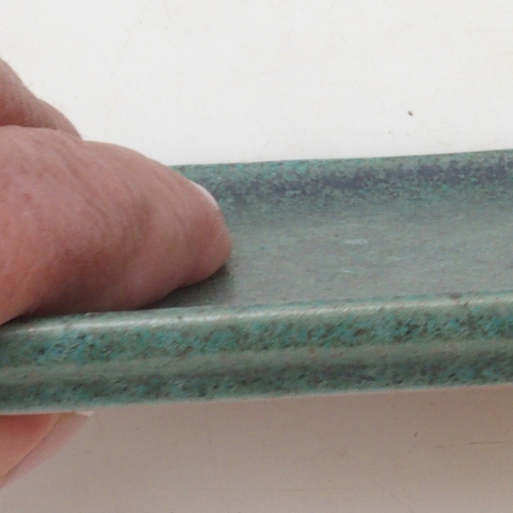 Bonsai bowl rectangle D5-M - 12.5 x 10.5 x 1 cm - green