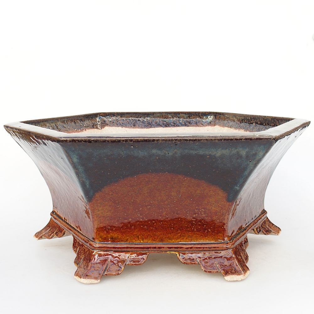 Ceramic bonsai bowl 36 x 31,5 x 14 cm, brown