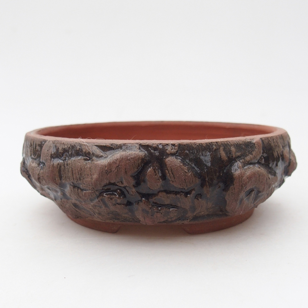Ceramic bonsai bowl 14,5 x 14,5 x 5 cm, brown