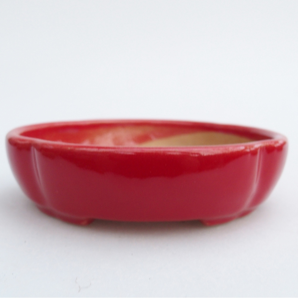 Ceramic bonsai bowl 11 x 11 x 3 cm, colour red