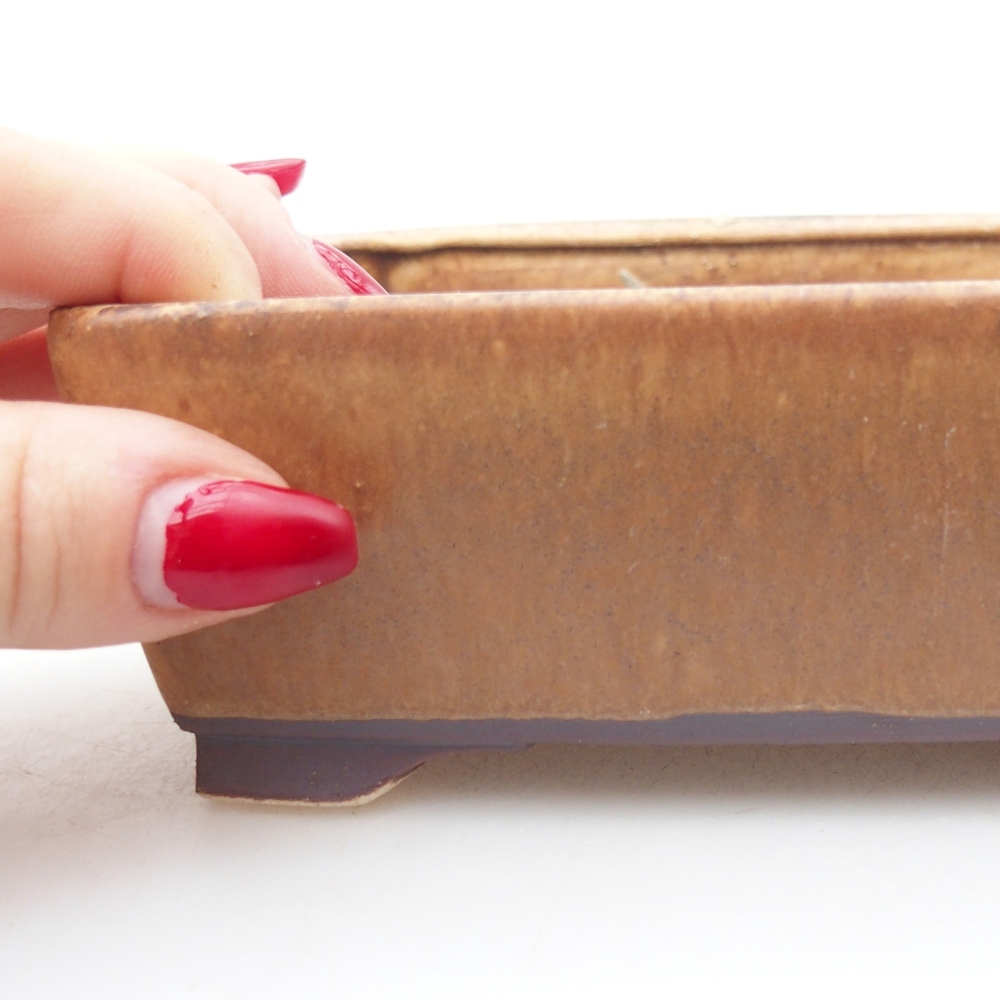 Ceramic bonsai bowl 15 x 12 x 5 cm, brown