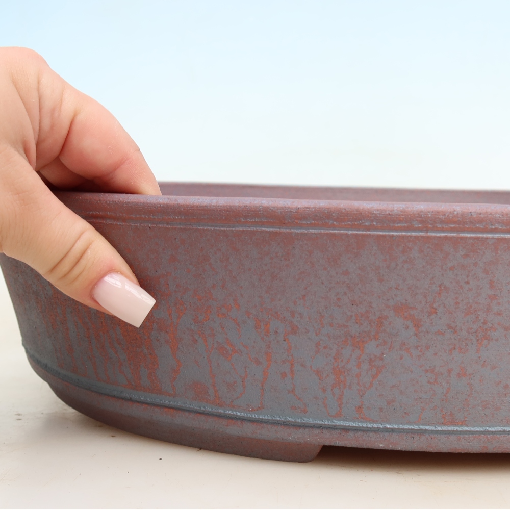 Ceramic bonsai pot, 38 x 31.5 x 8 cm, metallic color