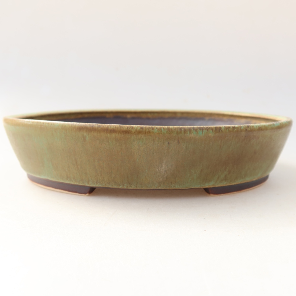 Ceramic bonsai bowl 21 x 19 x 4,5 cm, green