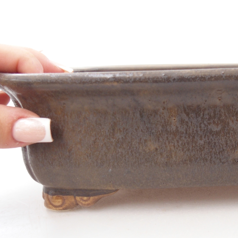Ceramic bonsai bowl 25 x 20 x 7 cm, brown