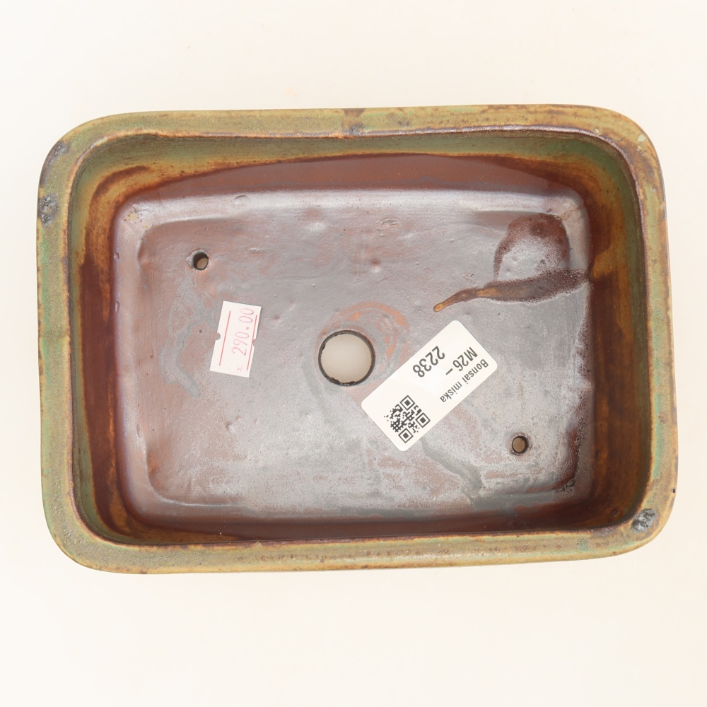 Ceramic bonsai pot, 17 x 12.5 x 5.5 cm, green