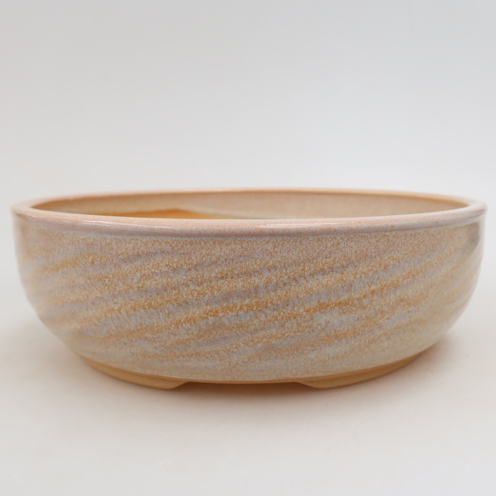 Ceramic bonsai pot, 21 x 21 x 6.5 cm, beige