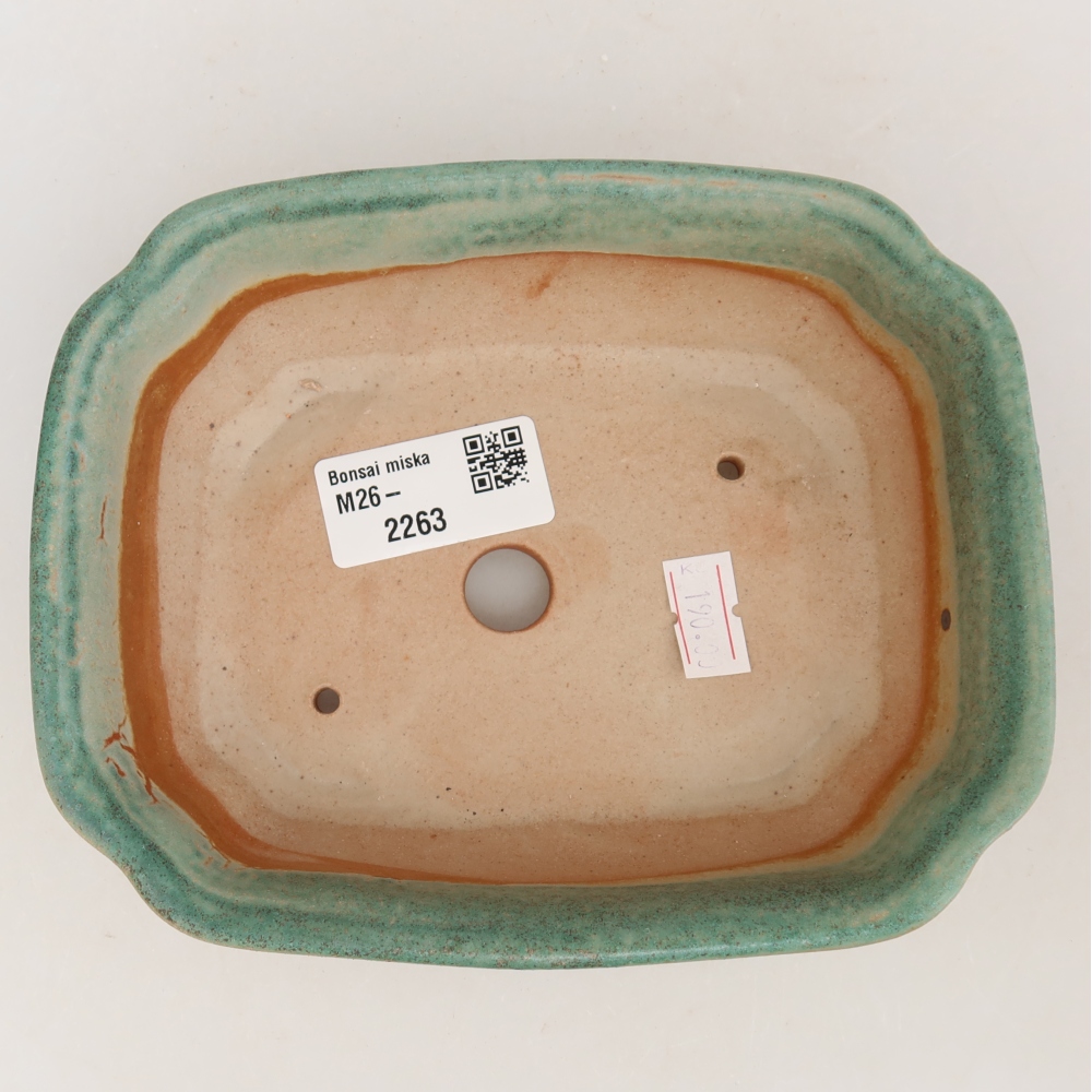Ceramic bonsai bowl 15,5 x 12 x 4,5 cm, green