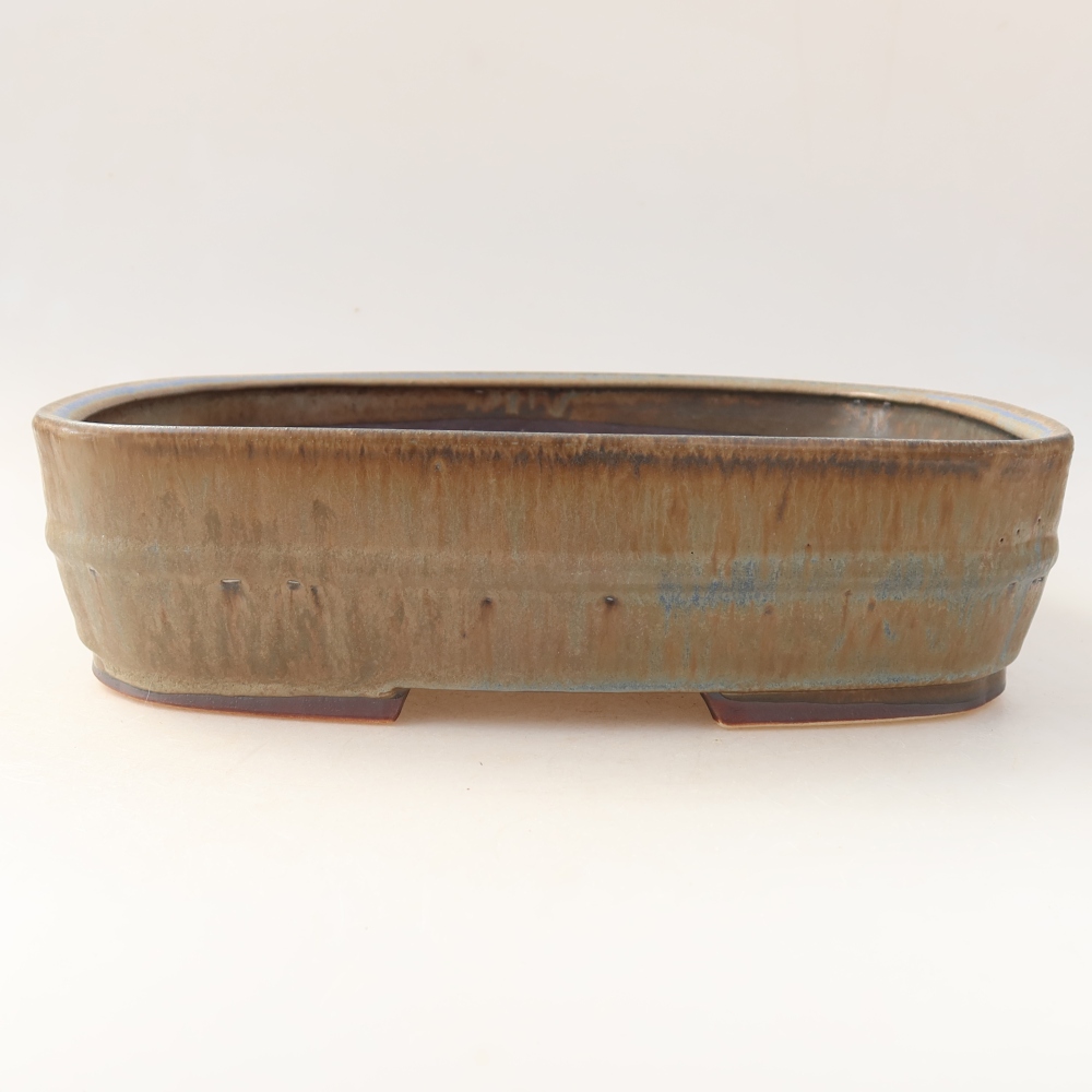 Ceramic bonsai pot, 24.5 x 21 x 6.5 cm, blue