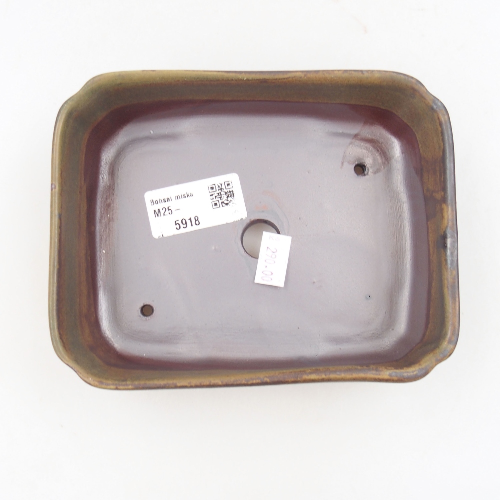 Ceramic bonsai bowl 15 x 12 x 4,5 cm, color green