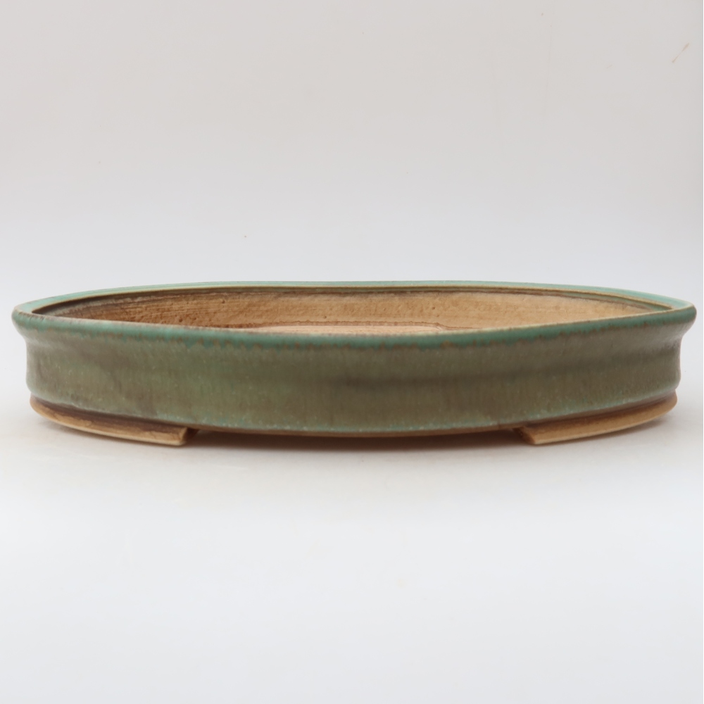 Ceramic bonsai bowl 31 x 27 x 4,5 cm, green
