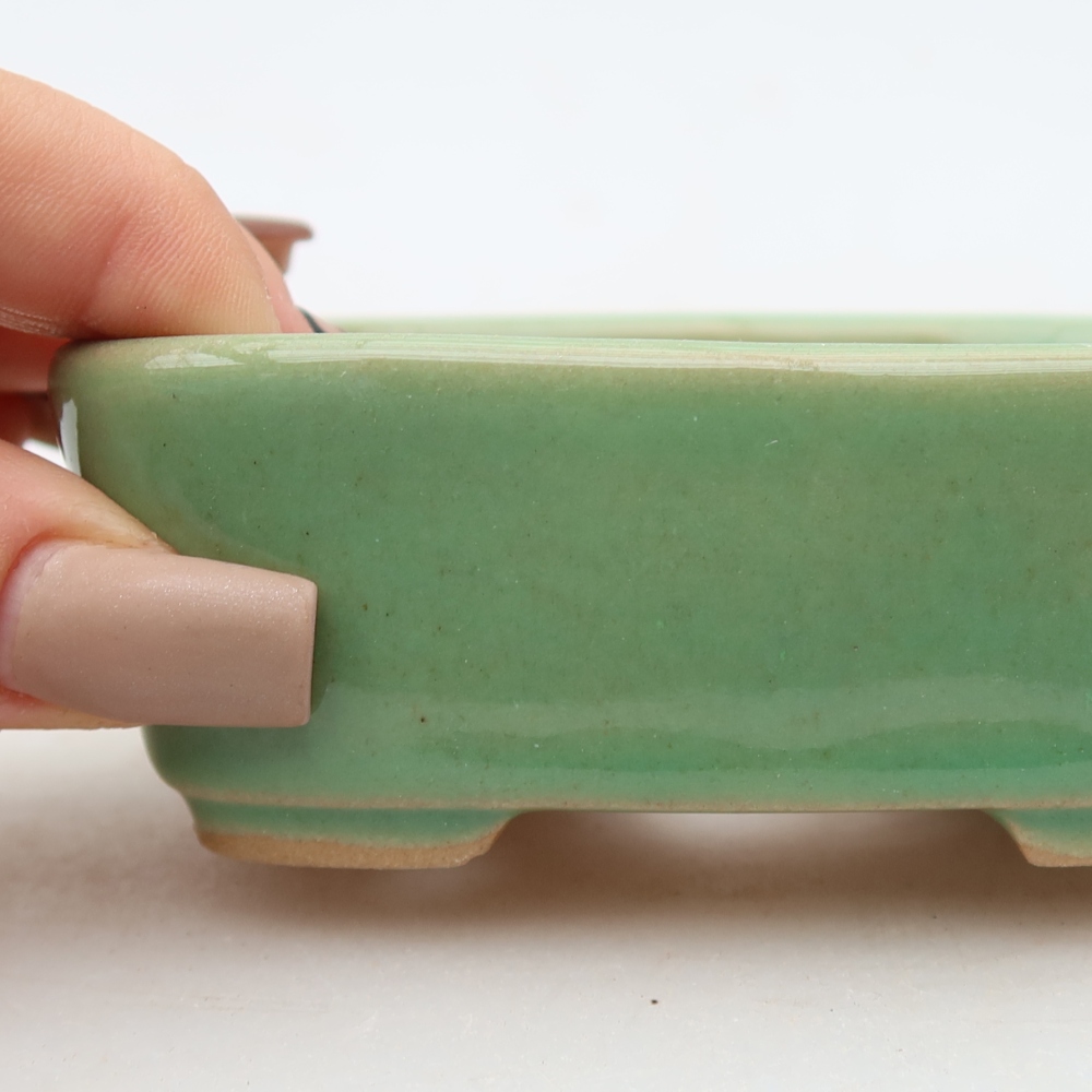 Ceramic bonsai pot, 10 x 8 x 3.5 cm, green