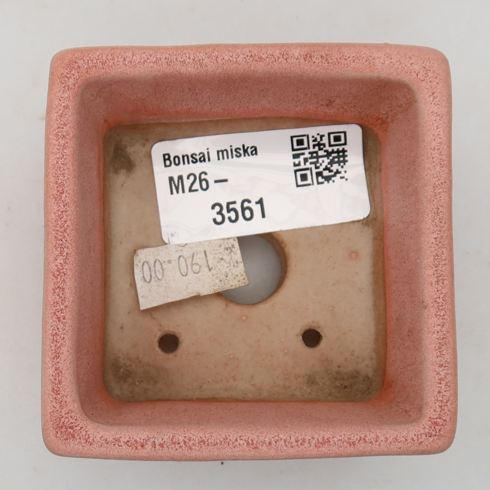 Ceramic bonsai pot, 7 x 7 x 3.5 cm, pink