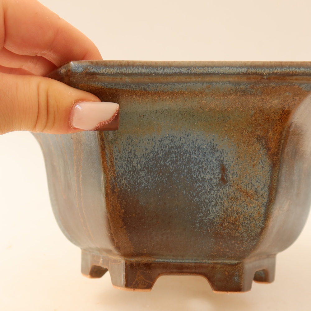 Ceramic bonsai bowl 18,5 x 16,5 x 9 cm, brown