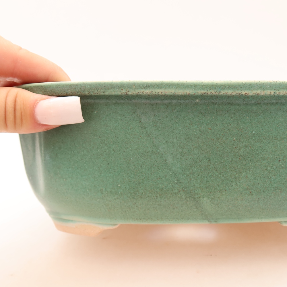 Ceramic bonsai pot, 22.5 x 17.5 x 7.5 cm, green
