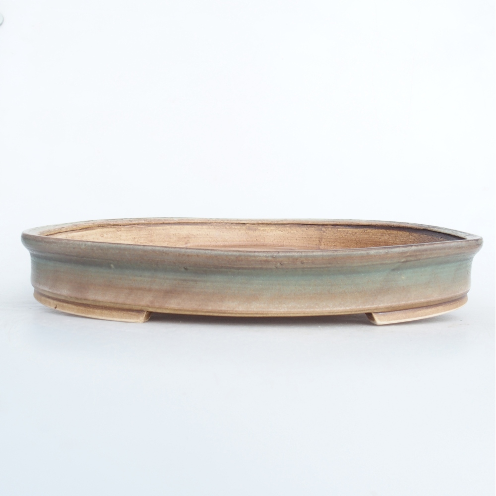 Ceramic bonsai bowl 31 x 27 x 4,5 cm, green