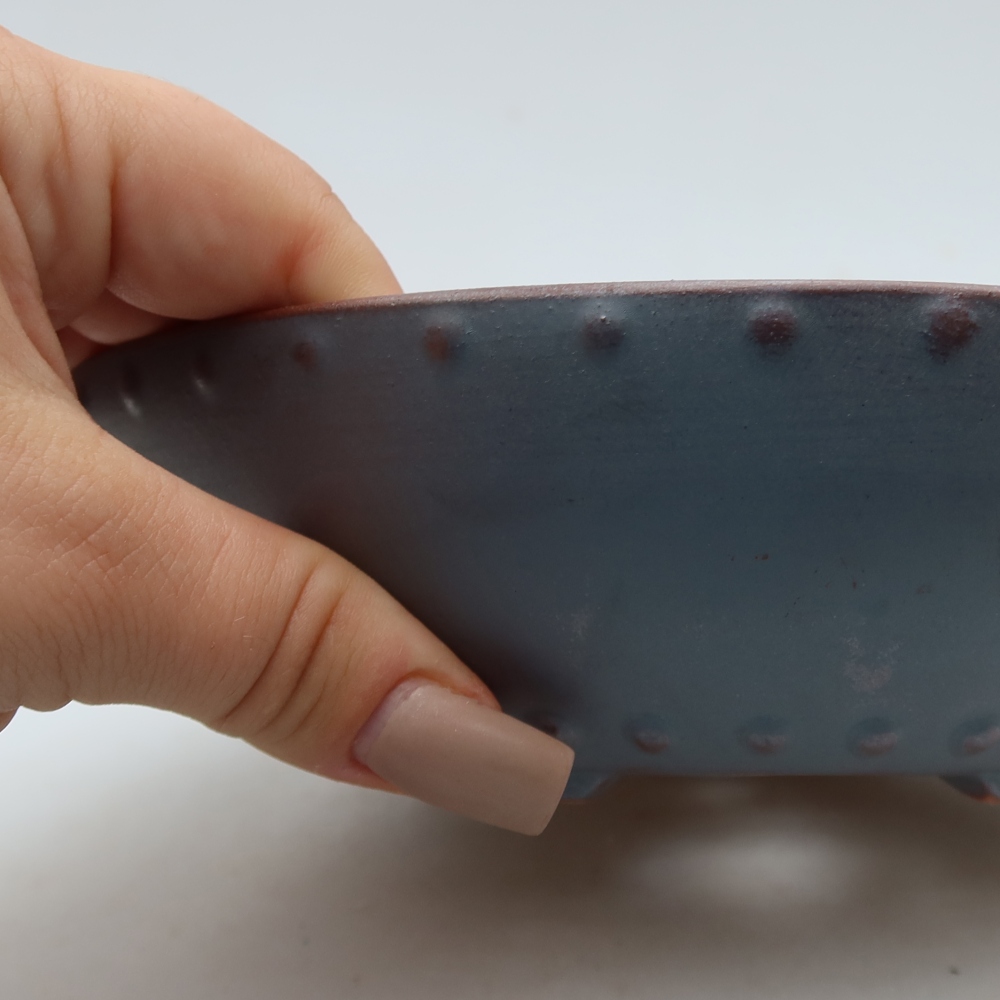 Ceramic bonsai pot, 17.5 x 17.5 x 5 cm, metallic color