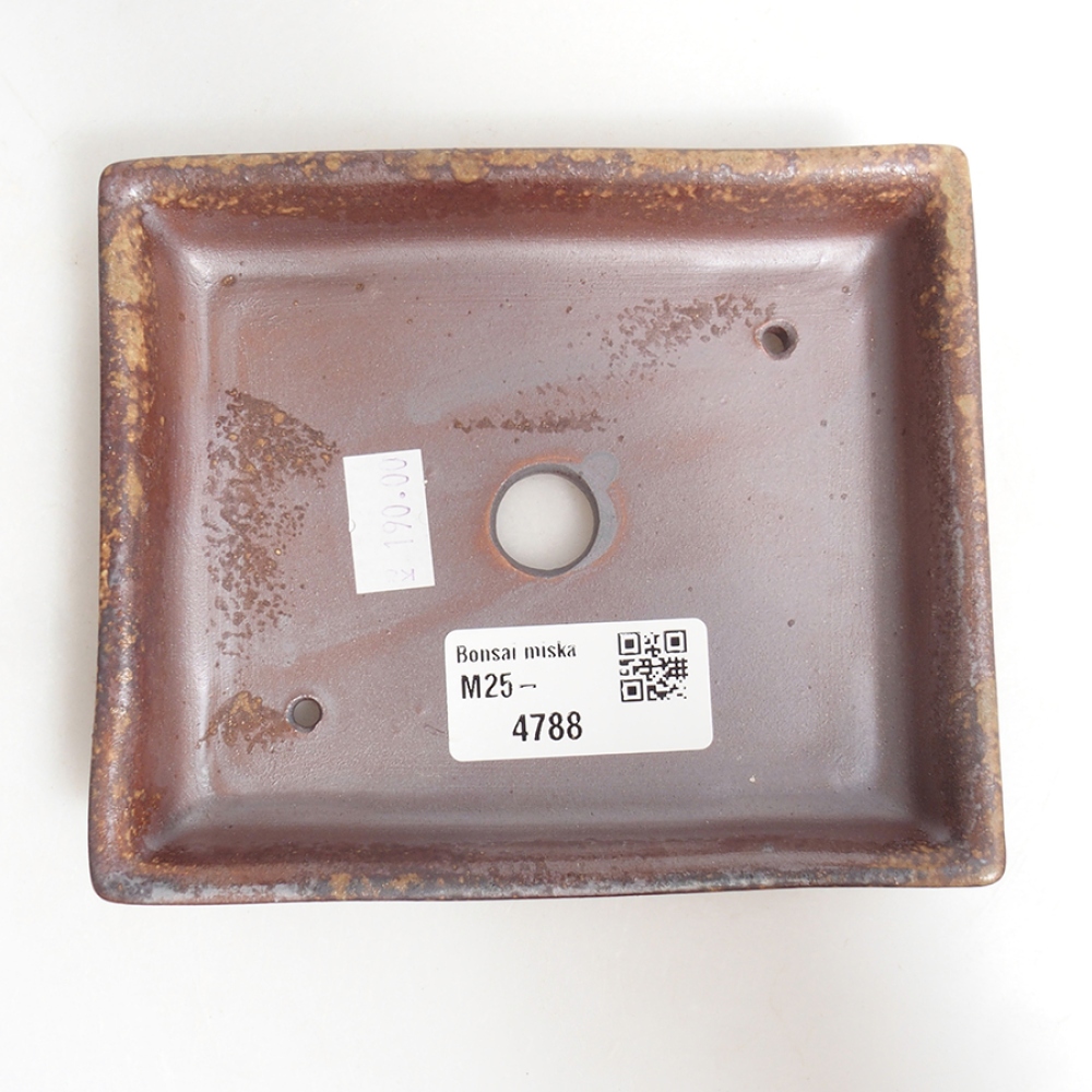 Ceramic bonsai bowl 13 x 11 x 2,5 cm, color brown