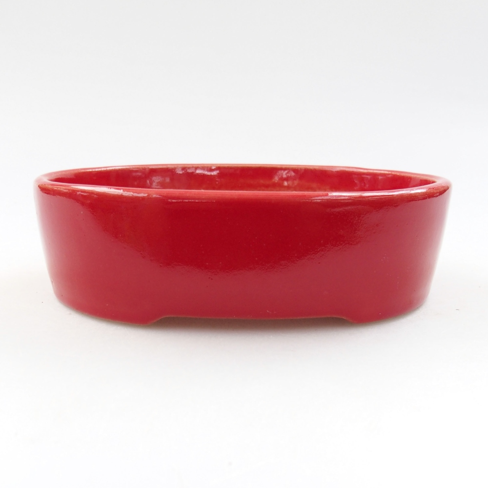 Ceramic bonsai bowl 13 x 10 x 4 cm, color red