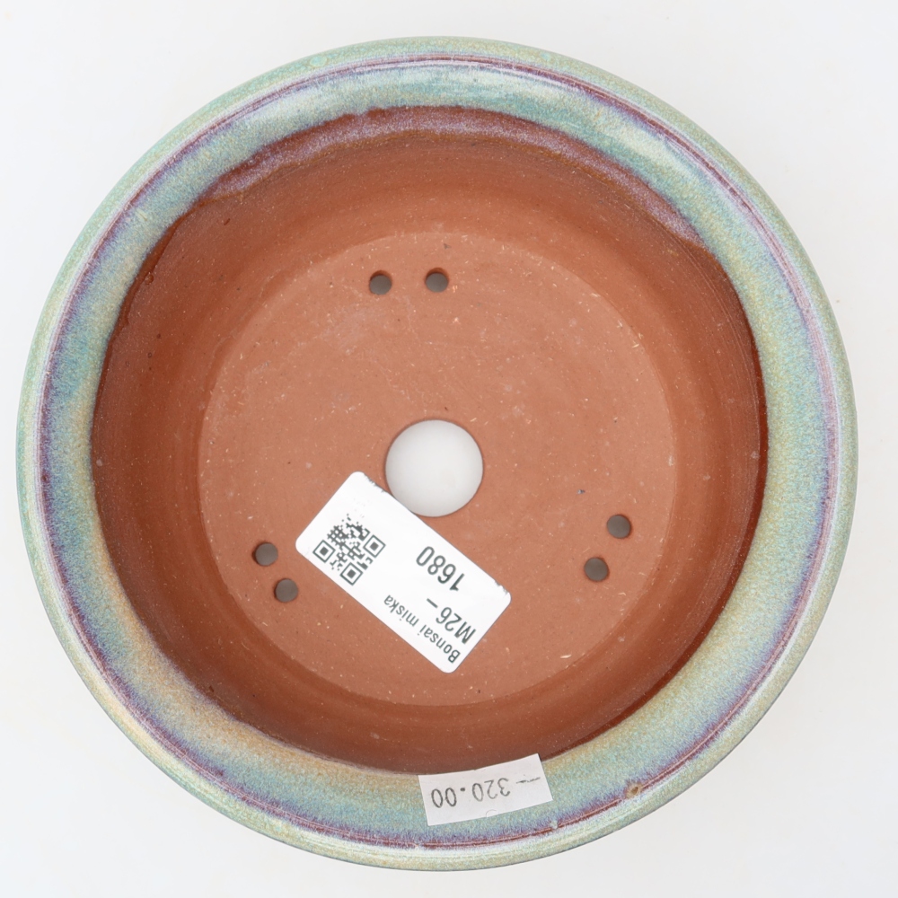 Ceramic bonsai pot, 14.5 x 14.5 x 4.5 cm, green