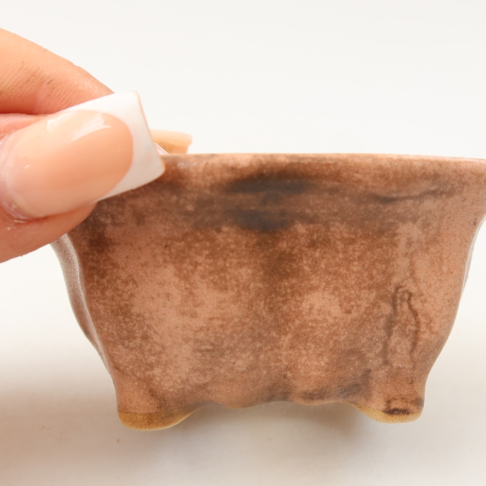 Ceramic bonsai pot, 7.5 x 7 x 3.5 cm, pink