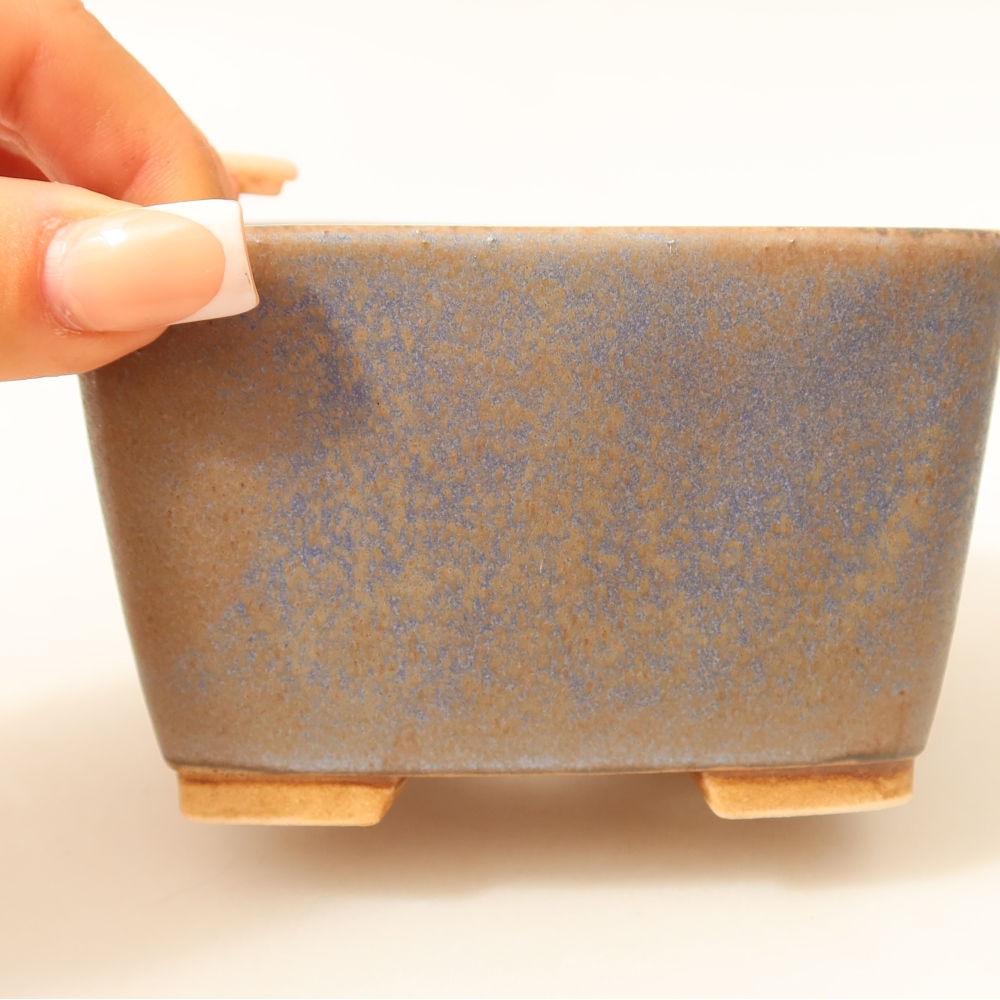 Ceramic bonsai pot, 10.5 x 10.5 x 7 cm, blue