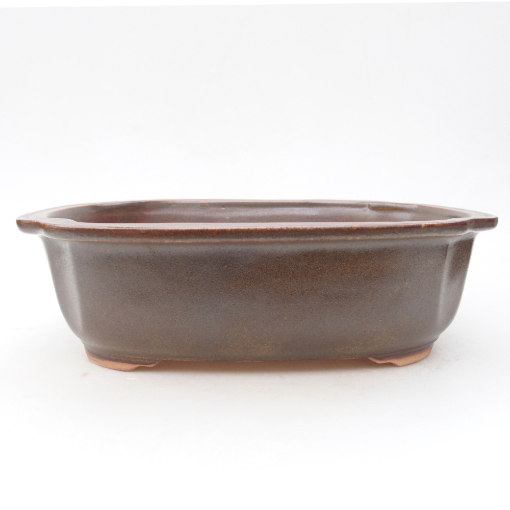 Ceramic bonsai bowl 25 x 21 x 7,5 cm, brown