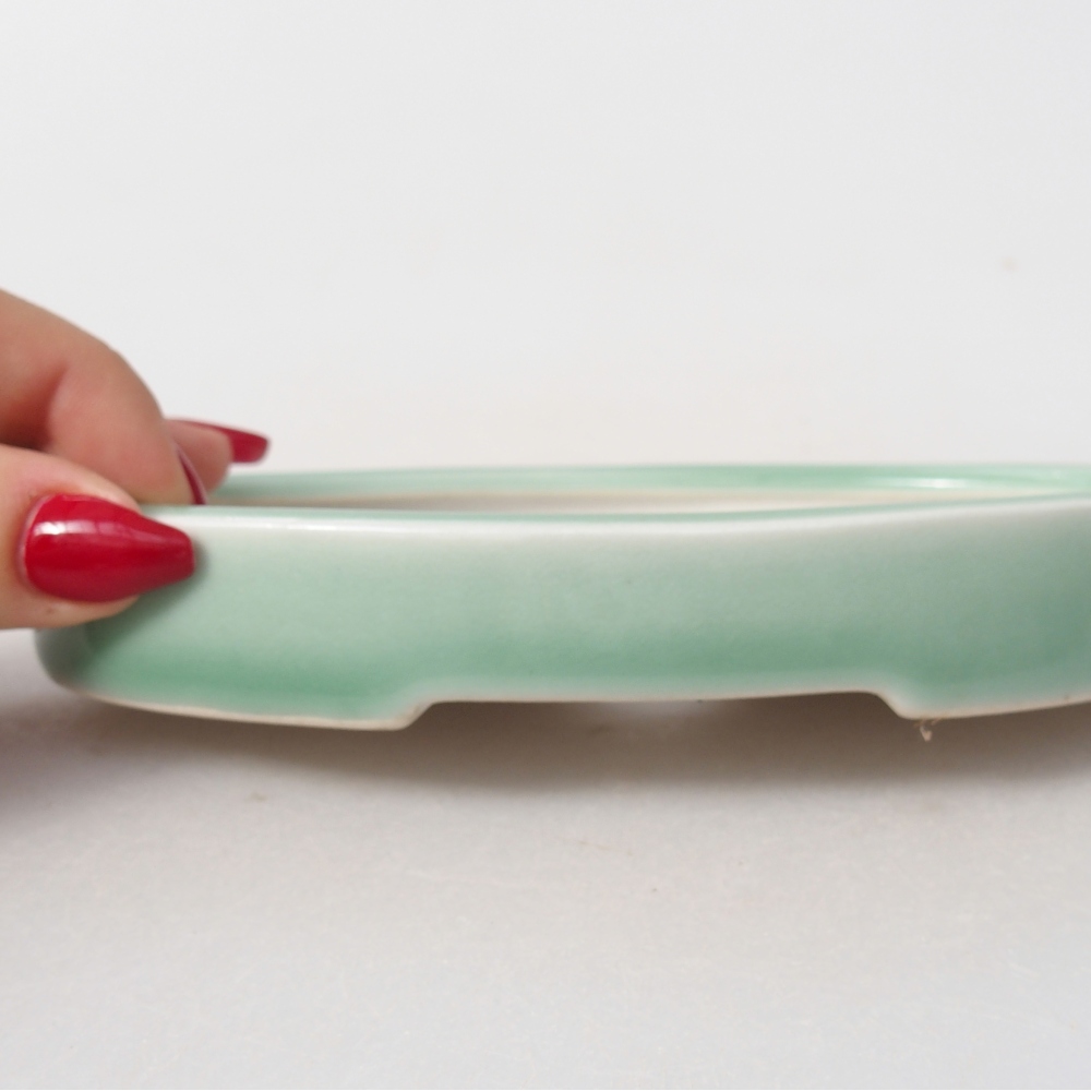 Ceramic bonsai bowl 15,5 x 10 x 2 cm, green