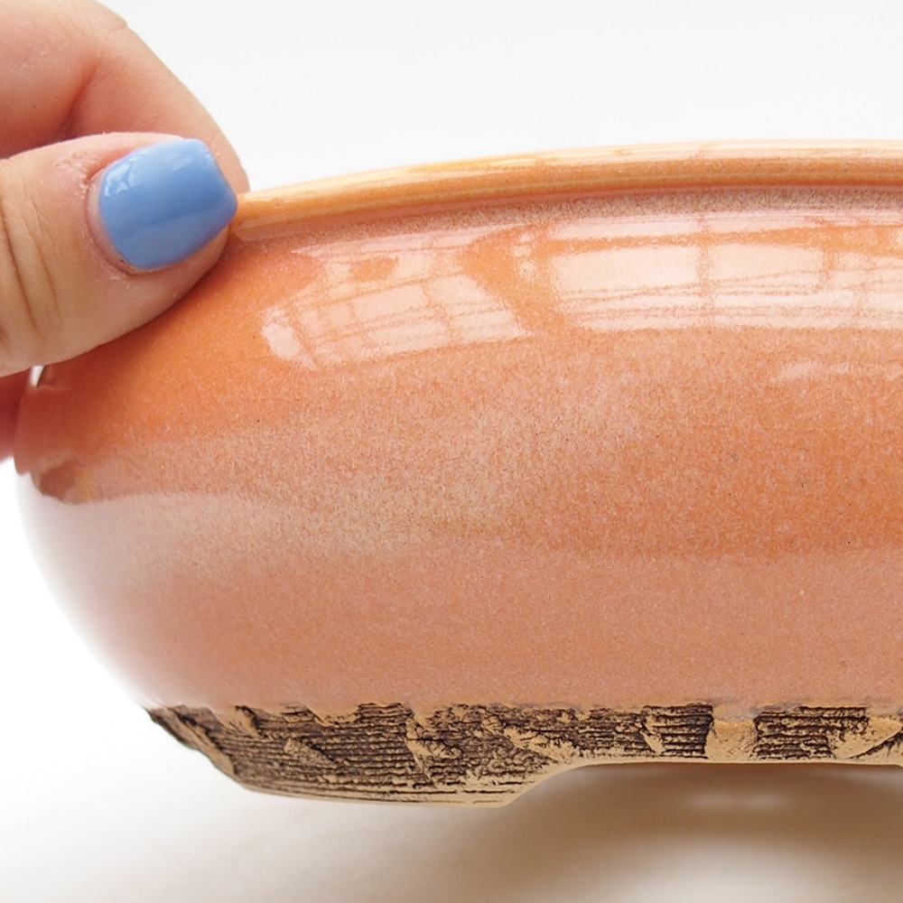 Ceramic bonsai bowl 18 x 18 x 6 cm, color orange