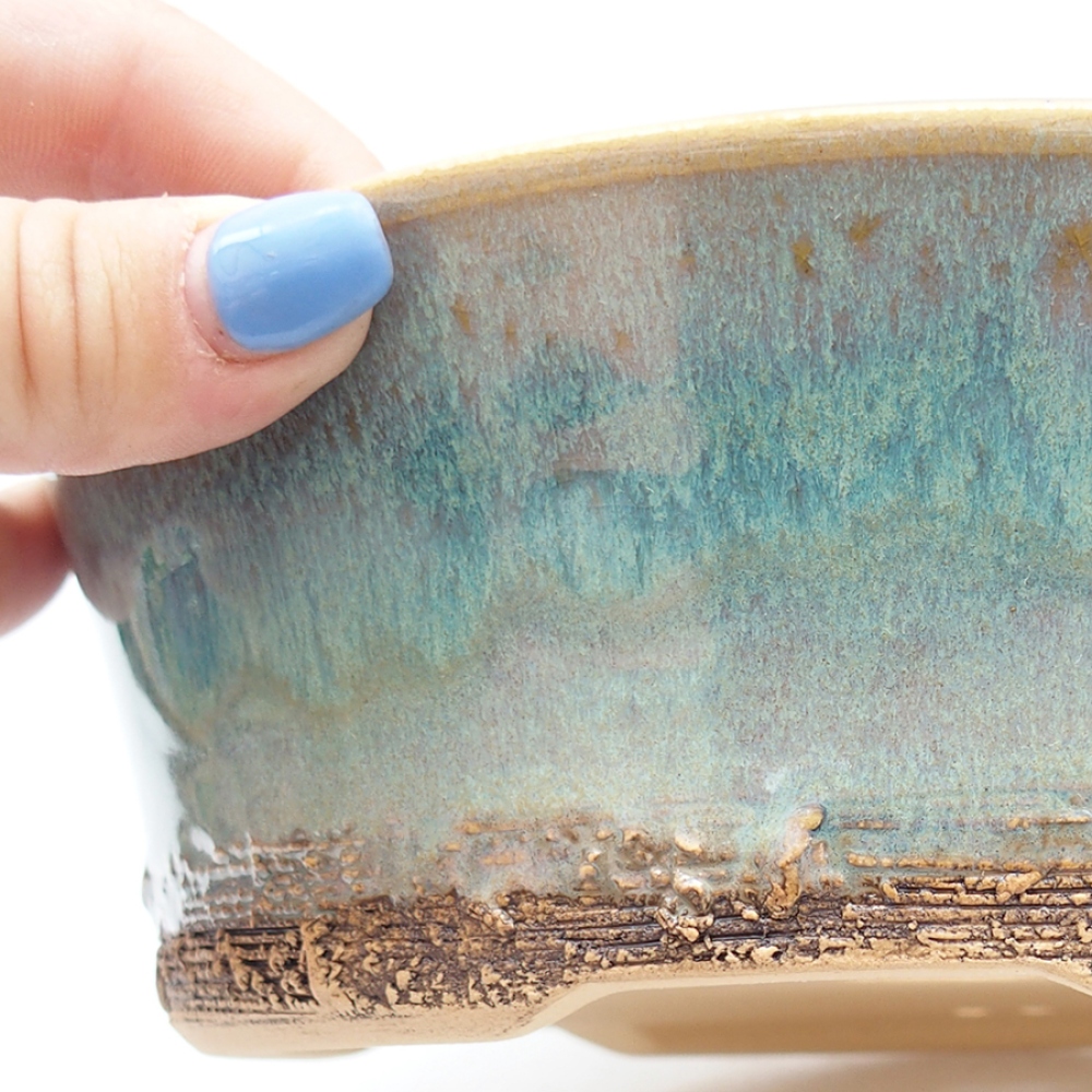 Ceramic bonsai pot 19 x 19 x 6.5 cm, green