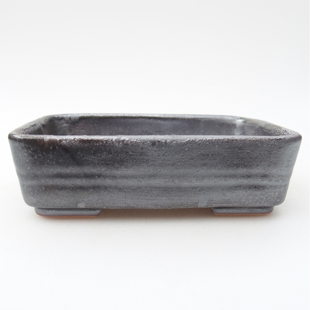 Ceramic bonsai bowl 14,5 x 10,5 x 4,5 cm, metal colour
