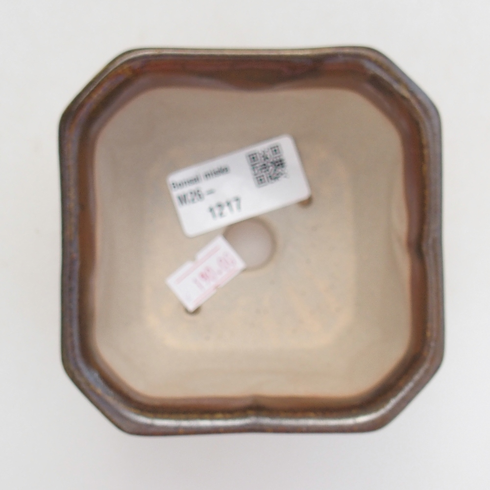Ceramic bonsai bowl 10 x 10 x 6 cm, brown