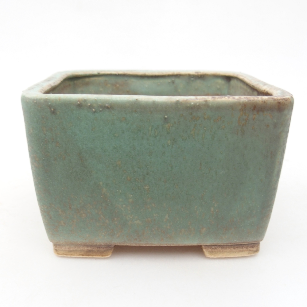 Ceramic bonsai bowl 11 x 11 x 7 cm, green
