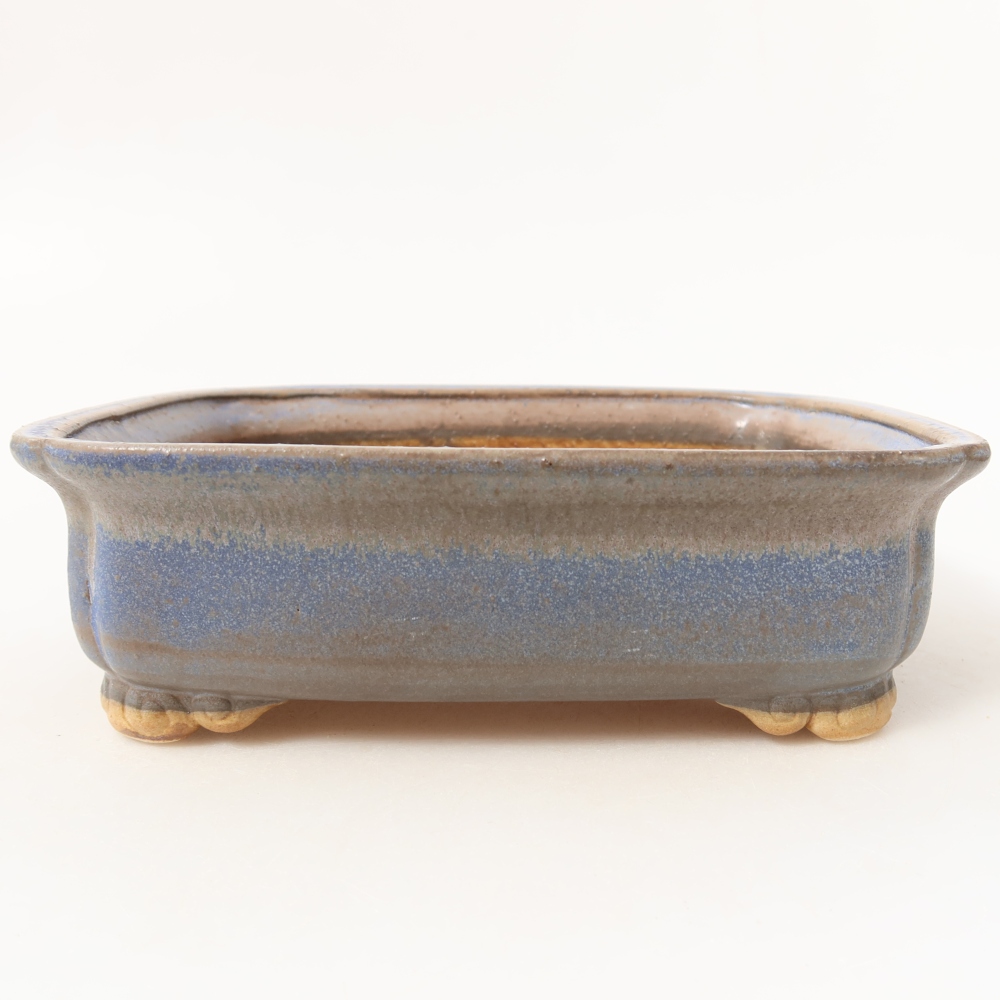 Ceramic bonsai pot, 19.5 x 17 x 6 cm, blue