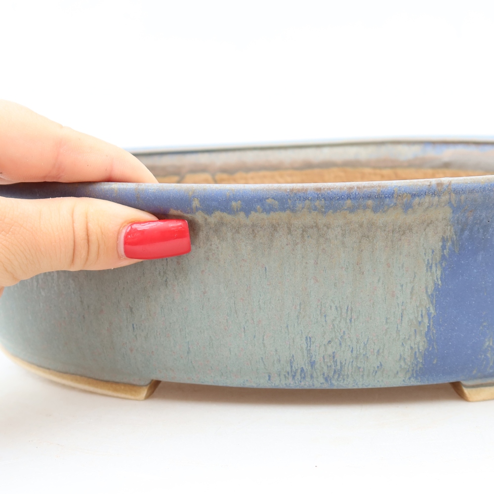 Ceramic bonsai pot, 31 x 27 x 7.5 cm, blue