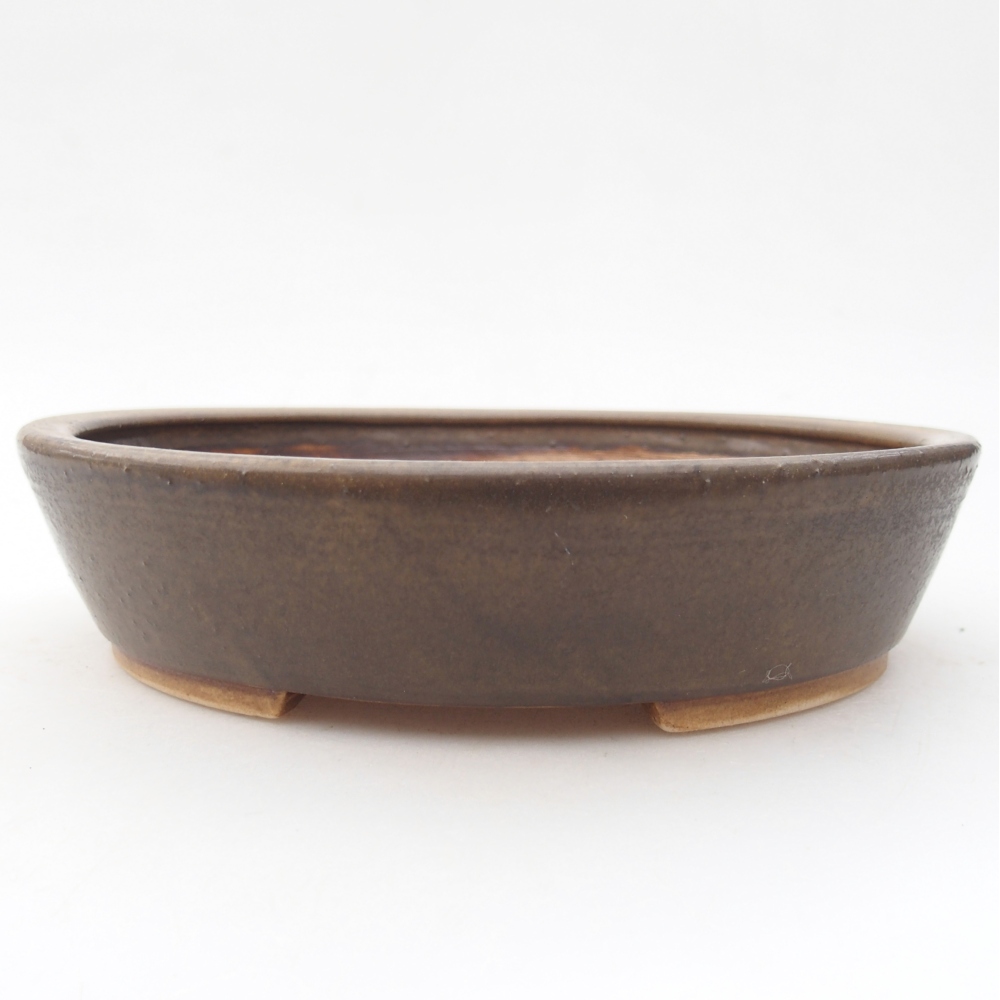 Ceramic bonsai bowl 18,5 x 16,5 x 4,5 cm, brown