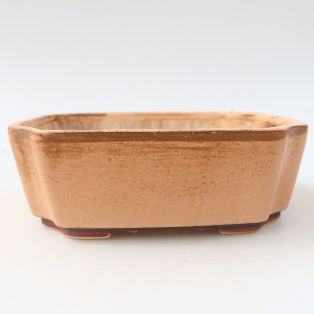 Ceramic bonsai pot, 14 x 11.5 x 4.5 cm, pink