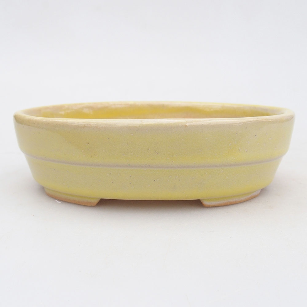 Ceramic bonsai bowl 13,5 x 10,5 x 4 cm, yellow