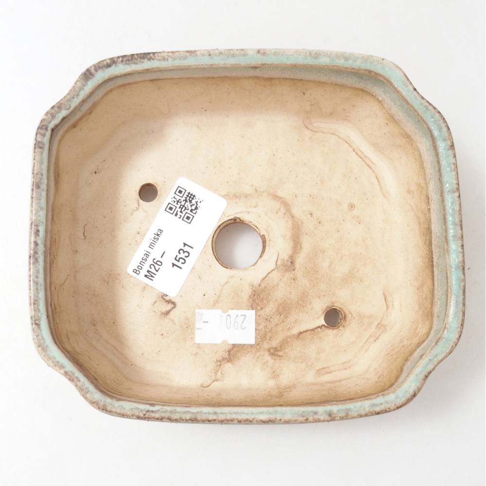 Ceramic bonsai bowl 14 x 12 x 4,5 cm, green