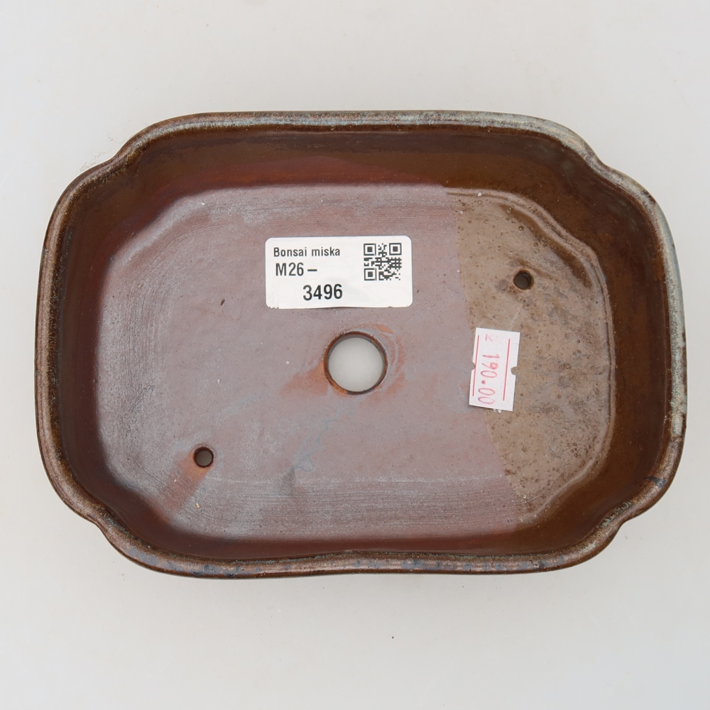 Ceramic bonsai pot, 16 x 11.5 x 4 cm, brown