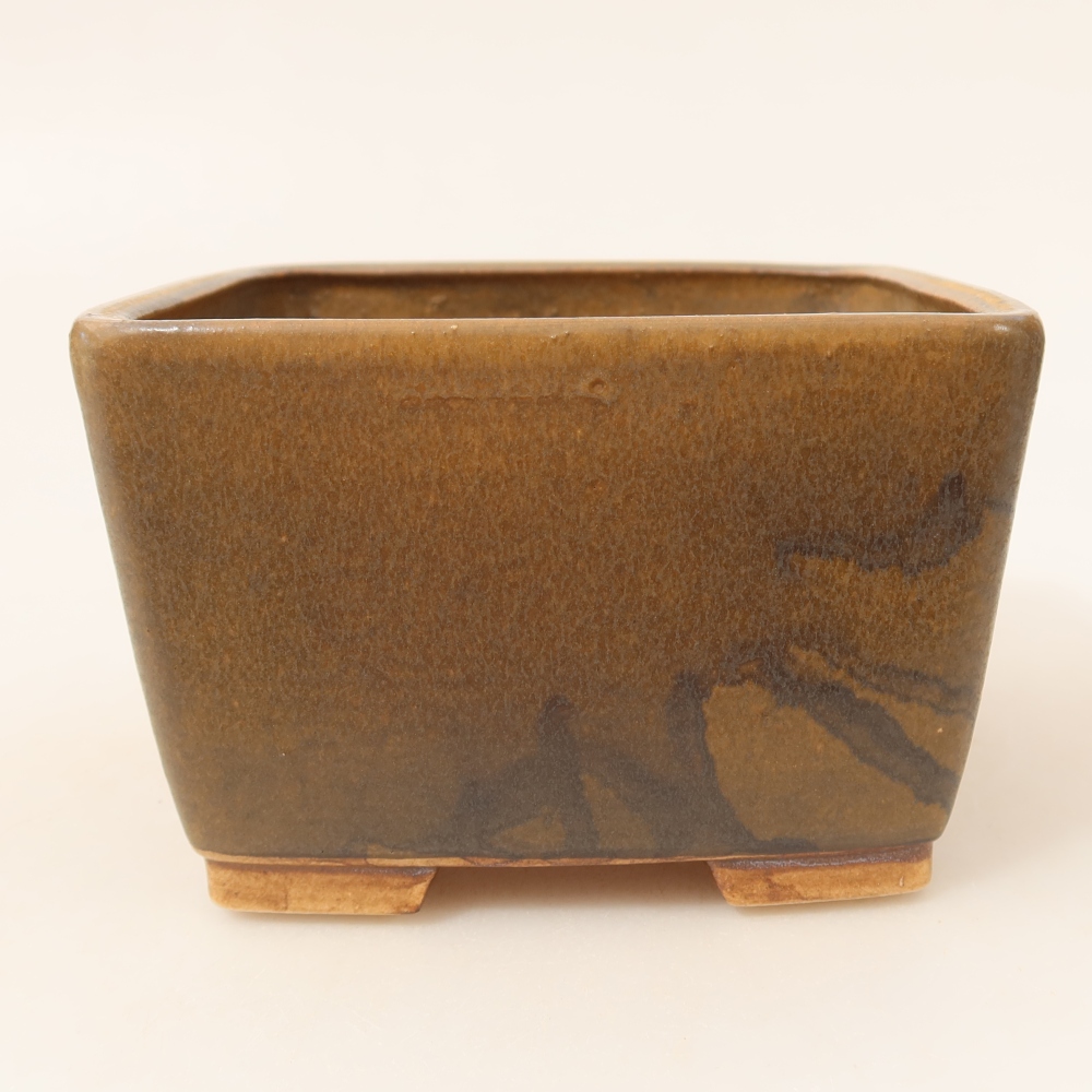 Ceramic bonsai bowl 13 x 13 x 8 cm, brown