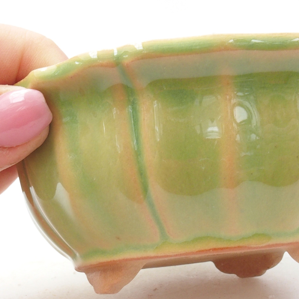 Ceramic bonsai bowl 11 x 11 x 5 cm, color green