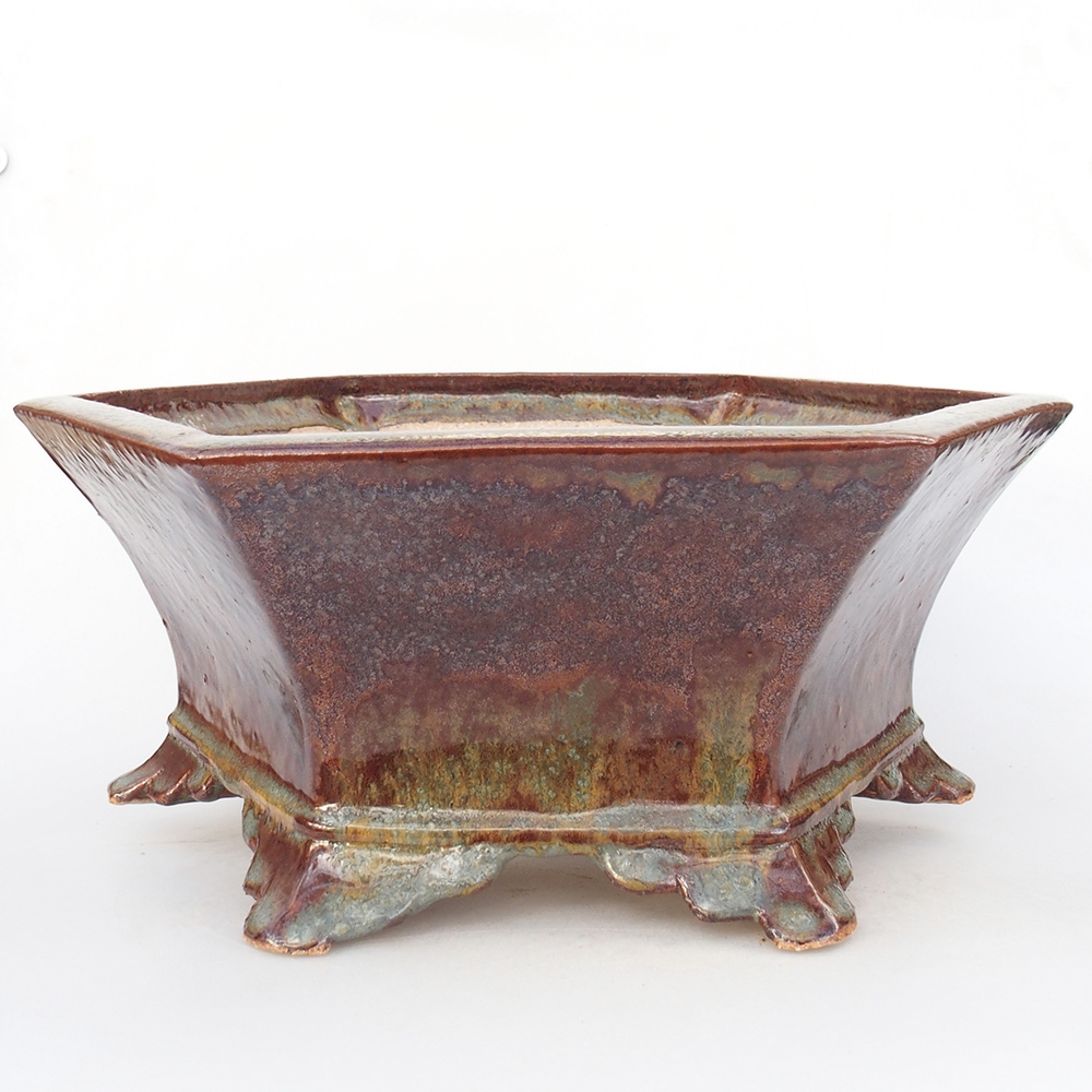 Ceramic bonsai bowl 36 x 31,5 x 14 cm, brown