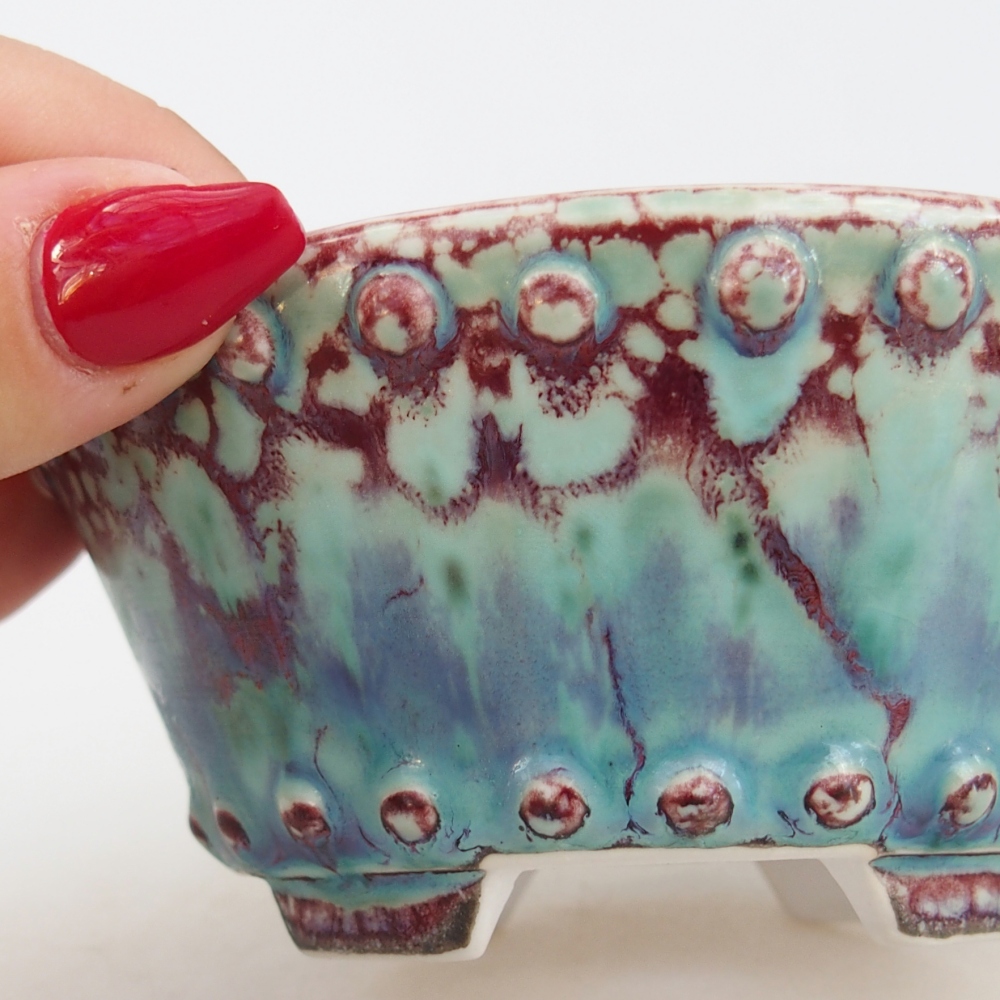 Ceramic bonsai bowl 10,5 x 10,5 x 5 cm, green