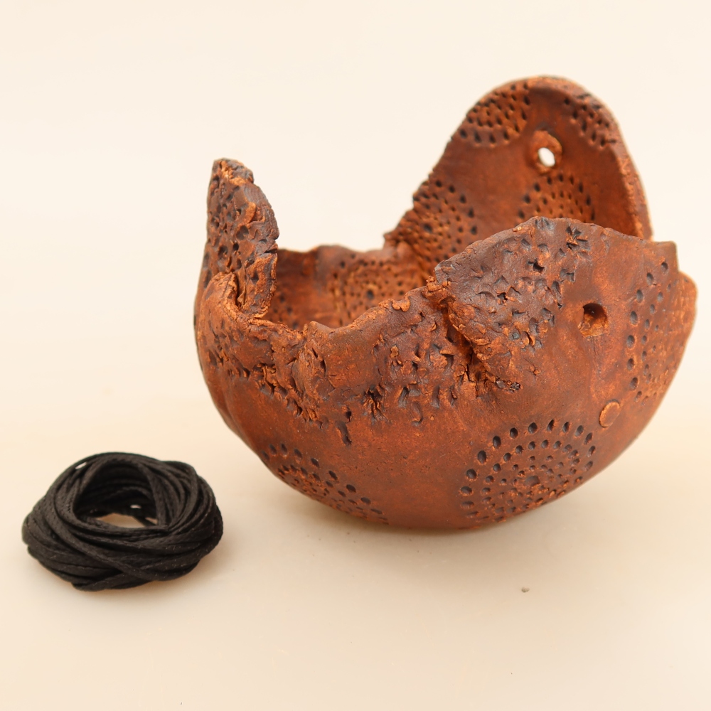 Ceramic Kokedama Pot, 10 x 9 x 9 cm, Brown
