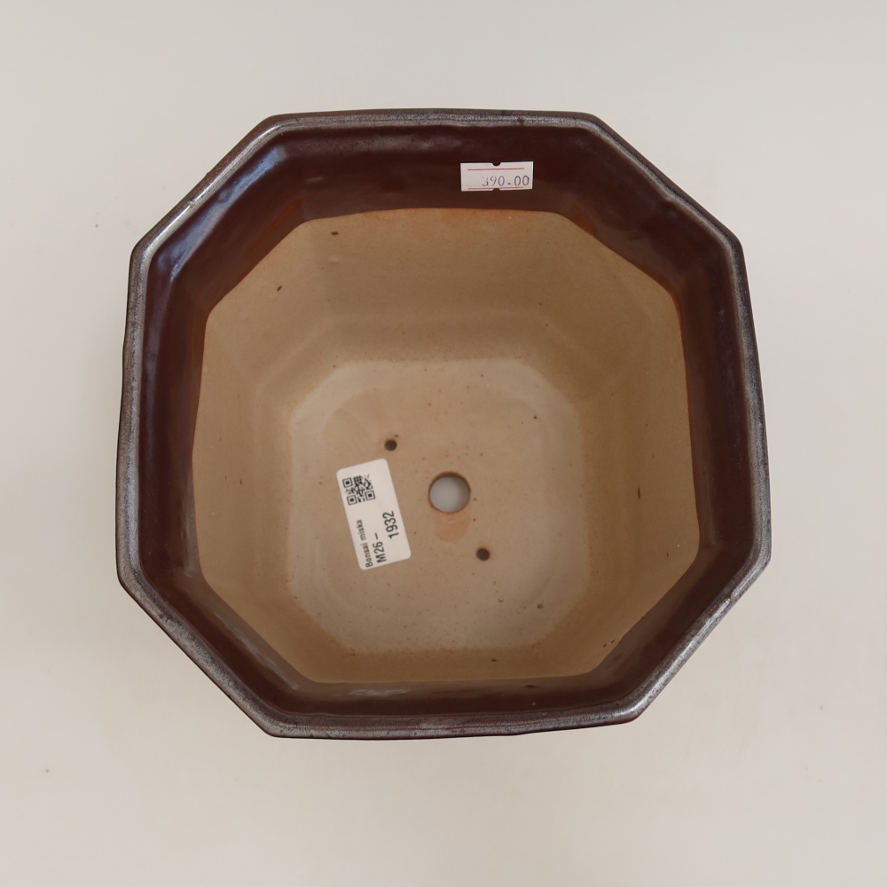 Ceramic bonsai pot, 17.5 x 17.5 x 15.5 cm, metallic color
