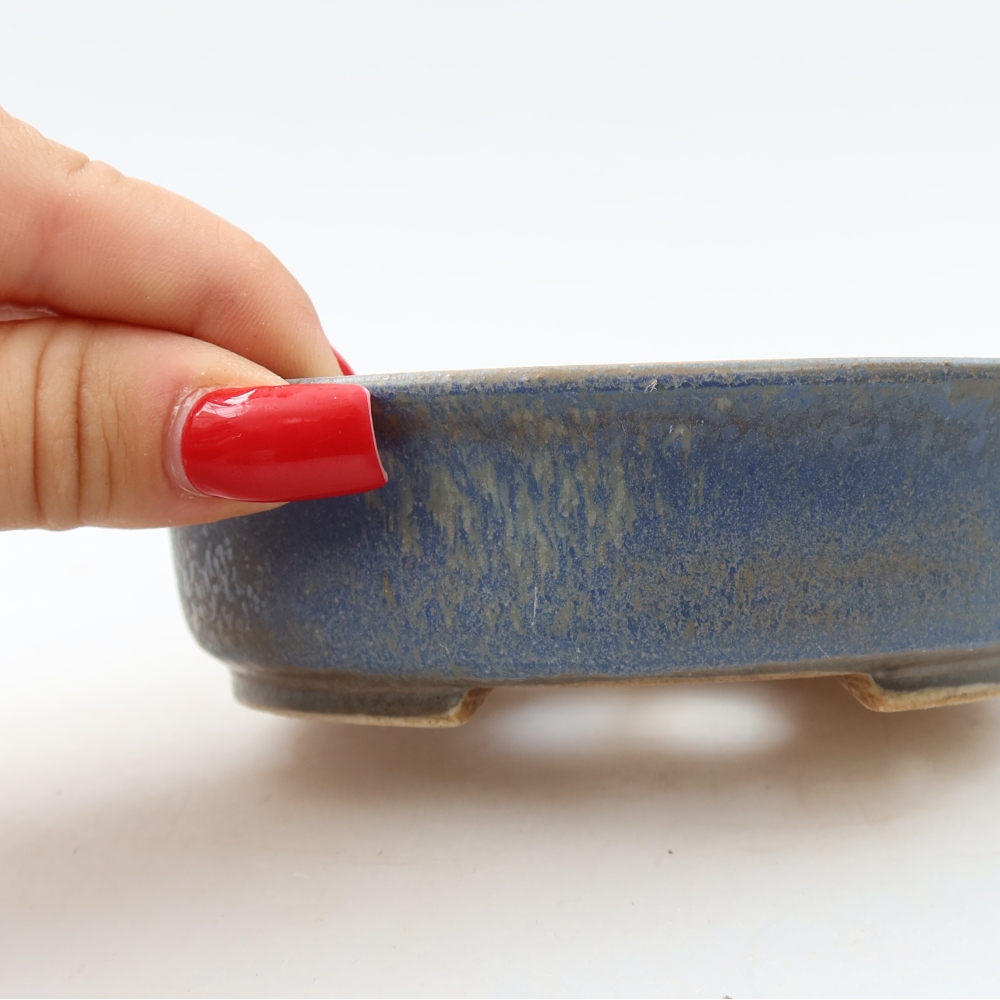 Ceramic bonsai pot, 12.5 x 11.5 x 3.5 cm, blue