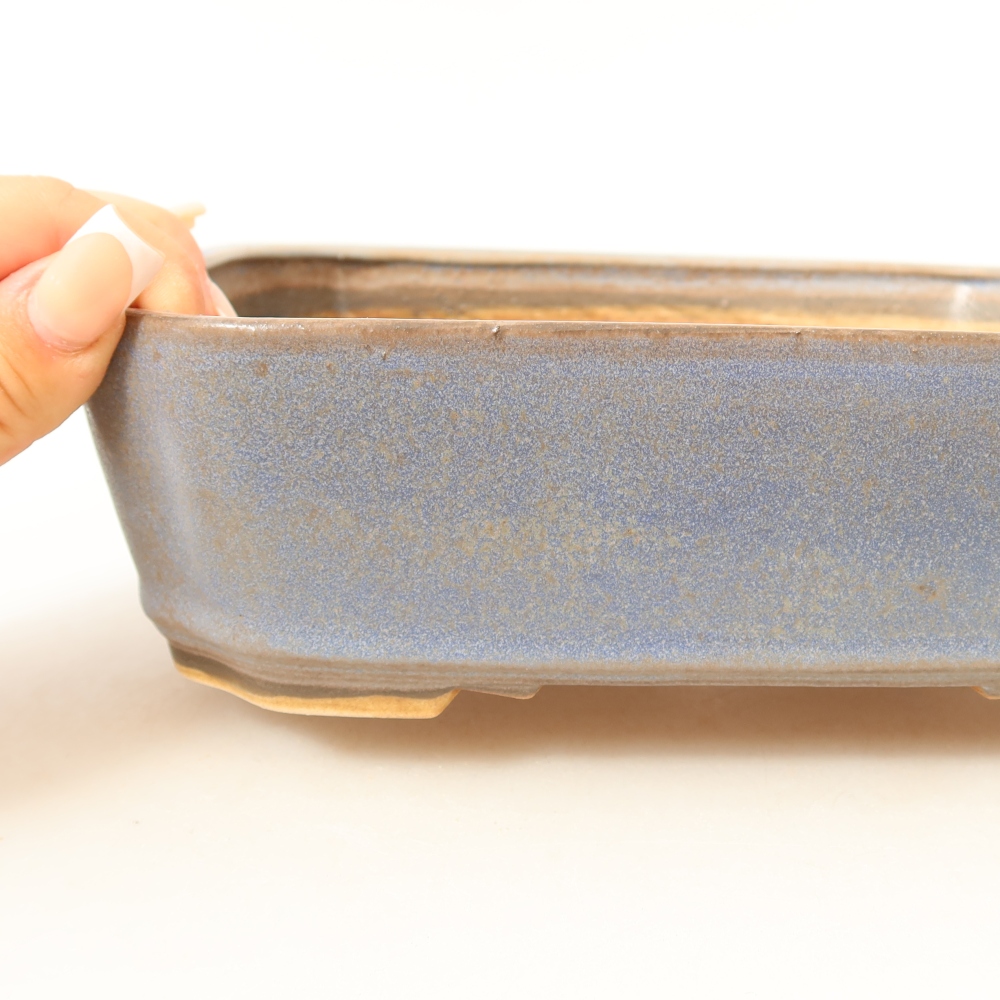 Ceramic bonsai pot, 21.5 x 18 x 6 cm, blue