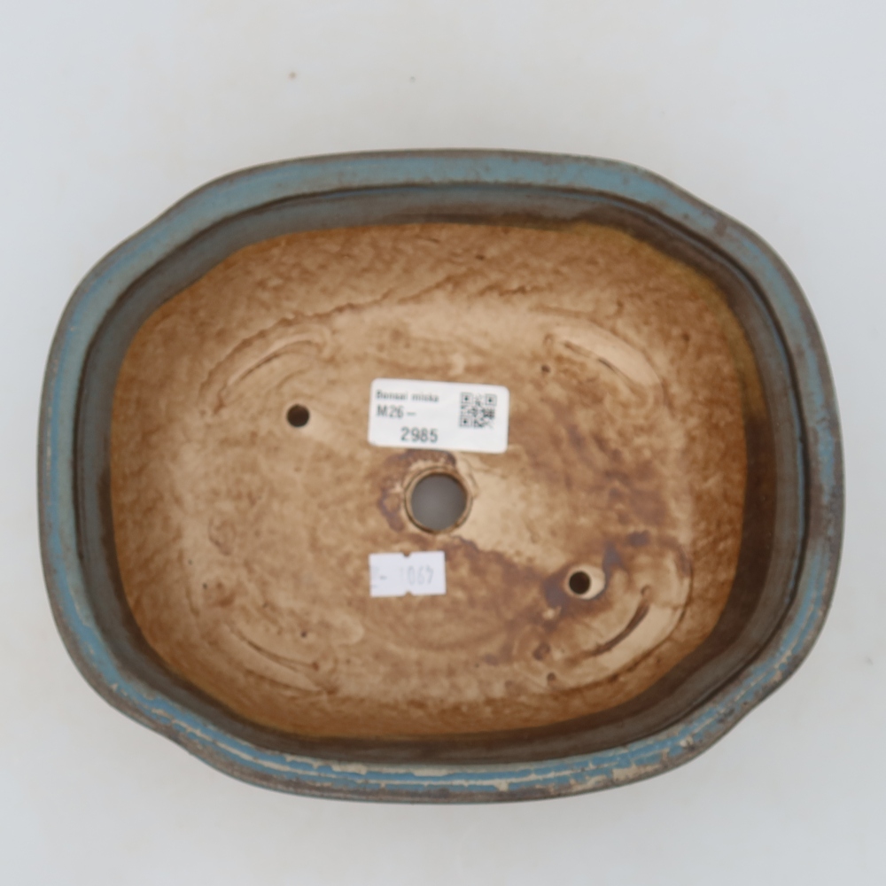 Ceramic bonsai pot, 20 x 16.5 x 7 cm, blue