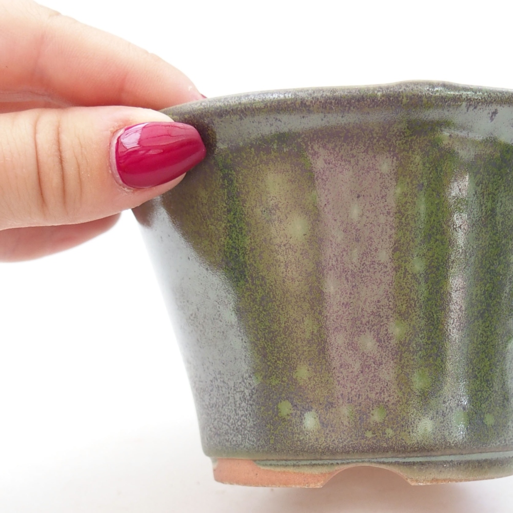 Ceramic bonsai bowl 11 x 11 x 7 cm, color green